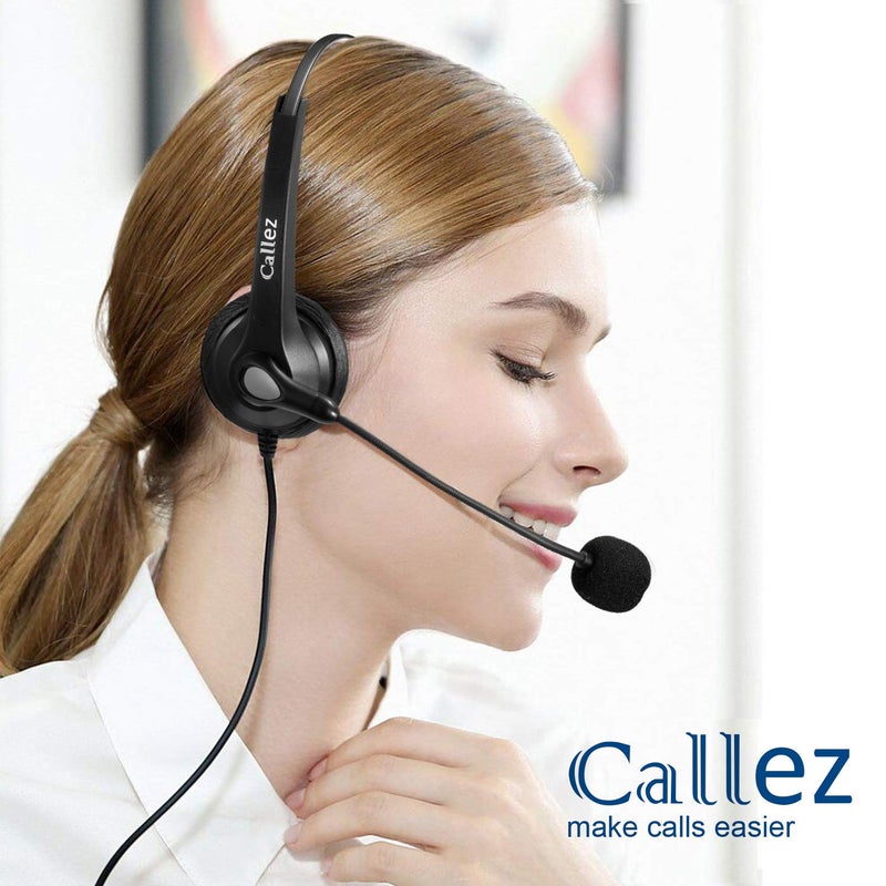 Callez USB Headset with Microphone Noise Cancelling & Audio Controls, Wideband Computer Headphones for Business UC Skype Lync Softphone Call Center Office, Clearer Voice, Super Light, Ultra Comfort - Image 2